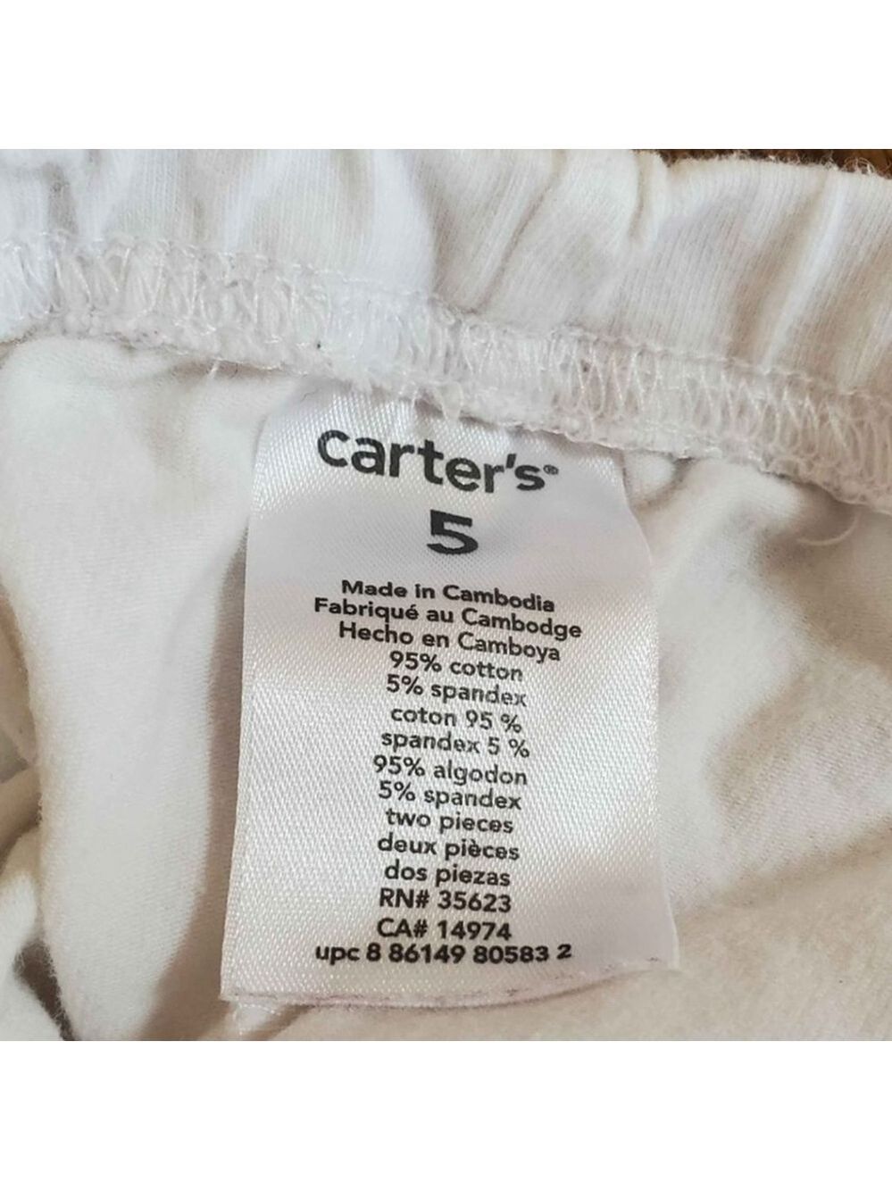 Girls Size 5 Carters & Jumping Beans White Capris - Picture 4 of 4